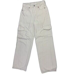 Old Navy Size 00 Womens Jeans Off White Cream Extra Hi Rise Sky Hi Wide Leg